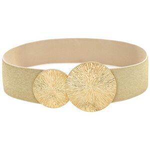 Women Wide Stretchy Waist Belts Elastic Cinch Belt For Dresses Bling Beige new